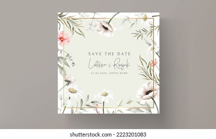 elegant tiny floral watercolor wedding invitation card  template design