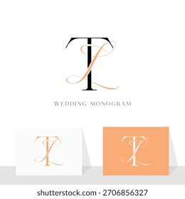Elegante diseño de logotipo de monograma de boda TL LT