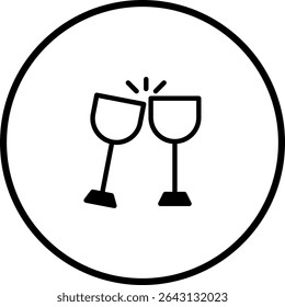 Elegante ícone do vetor da torrada: ilustração comemorativa das torcidas no projeto mínimo