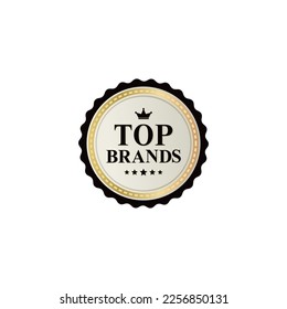 Elegant top brands seal or top brands label vector on white background. The best top brands stamp vector. top brands seal For the best warranty label. Elegant Design. Best product stamp.