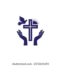 Elegant traditional church logo design with timeless symbols like crosses, doves, and stained glass. Perfect for faith-based organizations seeking a meaningful, professional identity.