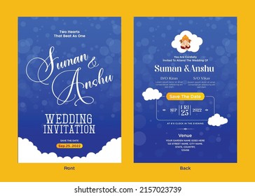 Elegant traditional Indian wedding invitation card template.