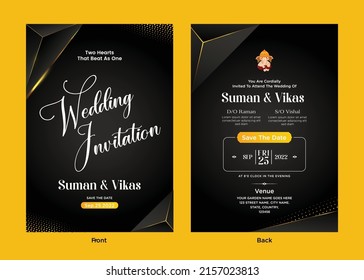 Elegant traditional Indian wedding invitation card template.