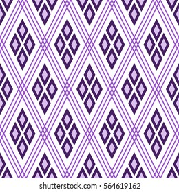 Elegant traditional Japanese "Diamond in diamond" pattern - Rhombus shapes within diagonal lines (Purple)