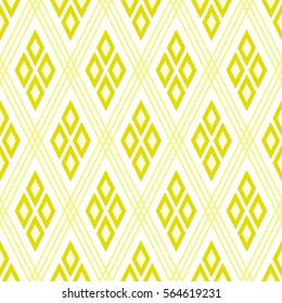 Elegant traditional Japanese "Diamond in diamond" pattern - Rhombus shapes within diagonal lines (Yellow)