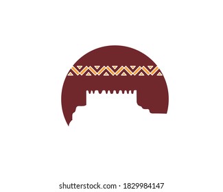 Elegant traditional old Arabian middle eastern castle logo vector design