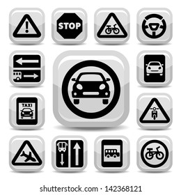 Elegant Traffic Signs Set Created For Mobile, Web And Applications.