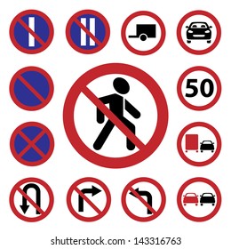 Elegant Traffic Signs Set Created For Mobile, Web And Applications.