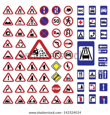 Elegant Traffic Signs Set Created For Mobile, Web And Applications.