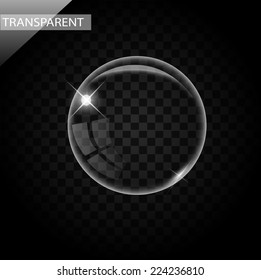 Elegant transparent bubbles on black background vector