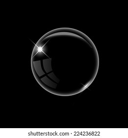 Elegant transparent bubbles on black background vector