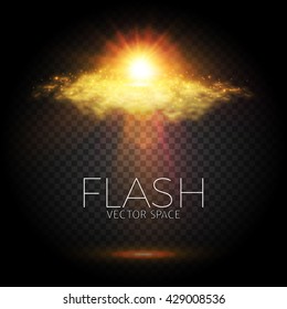 Elegant Transparent Flash. Shining Sun and Cloud. Colorful Explosion. Vector illustration