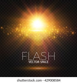 Elegant Transparent Flash. Shining Sun and Cloud. Colorful Explosion. Vector illustration