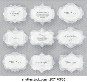 Elegant transparent invitation card and label in retro style can be used for invitation, congratulation
