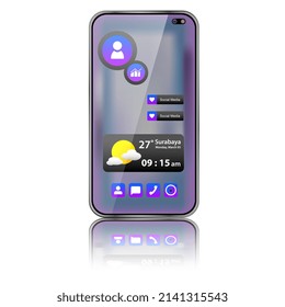 elegant transparent ui phone, phone redesign realistic object 