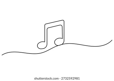 Elegante agudo arte de línea continua símbolo de música minimalista en blanco y negro para el diseño moderno