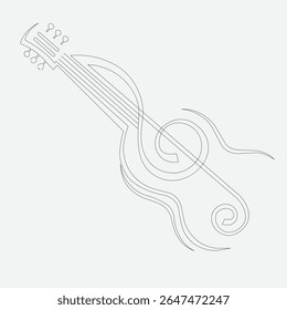 Elegant Treble Clef Line Art – Classic Musical Symbol Minimalist Illustration