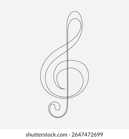 Elegant Treble Clef Line Art Illustration – Stylish Musical Symbol Design
