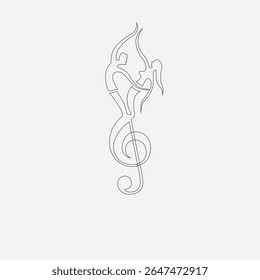 Elegant Treble Clef Line Art – Classic Musical Symbol Minimalist Illustration