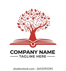 Elegant Tree and Book Logo Design for Educational Institution or Library Branding Tree of Knowledge