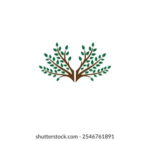 Elegant Tree Branch Design with Vibrant Green Leaves   Perfect for Nature Inspired Logos and Illustrations