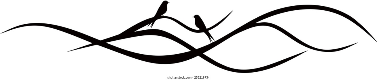 Elegant tree branch with two birds