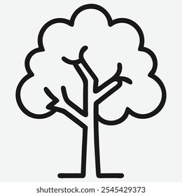 Elegant Tree Icon Line Art , Minimalist and Nature-Inspired Design.