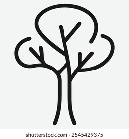 Elegant Tree Icon Line Art , Minimalist and Nature-Inspired Design.