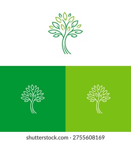 Elegant Tree Line Art Logo Design