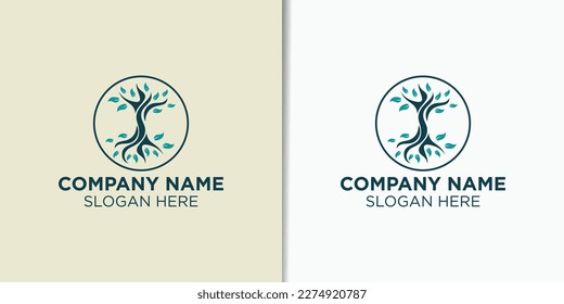 elegant tree logo design vector, nature logo template