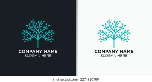 elegant tree logo design vector, nature logo template