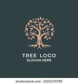 Elegantes Baumlogo. Treelogo Design Premium Vektor