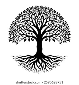 Elegant tree silhouette vector art style on a crisp white background