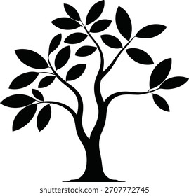 Elegant Tree Silhouette Vector Art - Minimalist Black and White Plant Icon