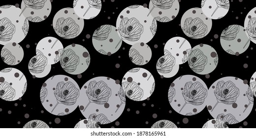 Elegant trendy black and white pattern. Seamless fabric and textile design. white flowers on a black background. Vector illustration.