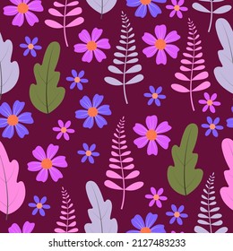 Elegant trendy ditsy floral seamless pattern design. Abstract beautiful small leaves and flowers. Repeating texture background for wallpaper, wrapping paper, screen printing and textile