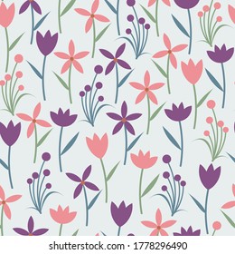 Elegant trendy ditsy floral texture vector repeating pattern comprising hand drawn beautiful flowers. Most suitable for wallpaper, wrapping paper; screen printing and textile industry
