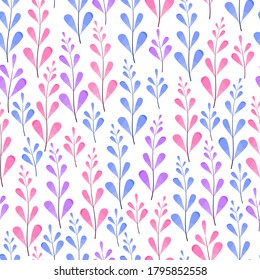 Elegant trendy ditsy floral texture vector repeating pattern comprising colorful water color leaves. Foliage background most suitable for wallpaper, wrapping paper; screen printing; textile industry