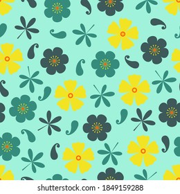 Elegant trendy ditsy floral texture vector repeating pattern comprising beautiful flowers and leaves. Most suitable for wallpaper, wrapping paper; screen printing and textile industry