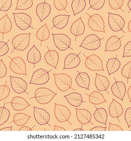 Elegant trendy ditsy floral texture. Vector seamless pattern design of beautiful aspen leaf outlines. Fall color poplar leaves background for wallpaper, wrapping paper, screen printing and textile