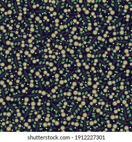 Elegant trendy ditsy floral vector seamless pattern design of beautiful small blooming flowers. Repeating texture background. Most suitable for wallpaper, screen printing, surface pattern and textile.