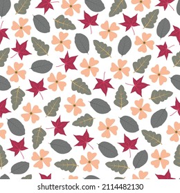 Elegant trendy ditsy floral vector seamless pattern design of beautiful flowers and leaves. Foliage repeat texture with white background. Suitable for wallpaper, screen printing and textile