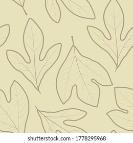 Elegant trendy ditsy foliage texture vector seamless pattern comprising hand drawn sassafras leaves. Most suitable for wallpaper, wrapping paper; screen printing and textile industry