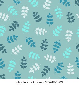 Elegant trendy ditsy foliage texture vector seamless pattern design. Spring color bunches of leaves. Decorative foliate background suitable for wallpaper, wrapping paper; screen printing and textile.