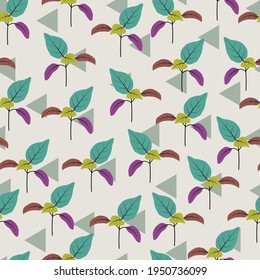 Elegant trendy ditsy foliage texture vector repeating pattern design of variegated branches of leaves. Foliate background of fresh leaves. Repeat texture for wallpaper, screen printing and textile