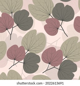 Elegant trendy ditsy foliage texture vector seamless pattern comprising exotic bauhinia leaves. Most suitable for wallpaper, wrapping paper, screen printing and textile industry