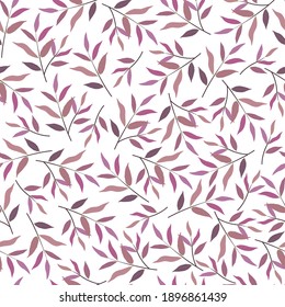 Elegant trendy ditsy foliage vector seamless pattern design of exotic branches of leaves. Modern repeating texture background suitable for wallpaper, wrapping paper; screen printing, textile industry