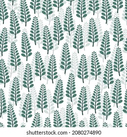 Elegant trendy ditsy foliage vector seamless pattern of beautiful branches of leaves. All over design foliage repeat texture background for wallpaper, wrapping paper, screen printing and textile