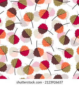 Elegant trendy ditsy foliage vector seamless pattern design of exotic poplar leaves. Foliate background of aspen leaves. Repeat floral texture background for wallpaper, screen printing and textile