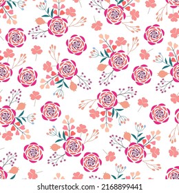 Elegant trendy ditsy vector floral seamless pattern design of beautiful abstract flowers and leaves. Artistic foliage repeat texture background. Suitable for wallpaper, surface printing and textile